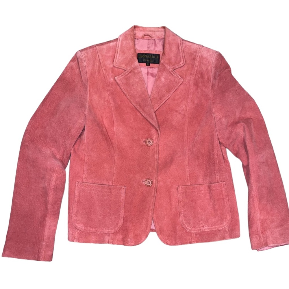 Vintage Leonardos Canada Pink Suede Blazer Size 8
